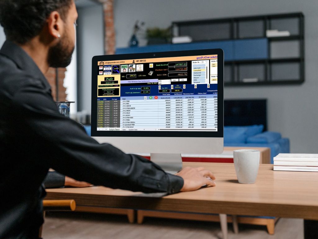 Seller reviewing the Speed E-Com Solution settlement and profit analysis dashboard, built by QuantMeta